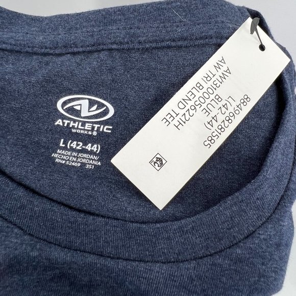 Men's Solid Blue Active T-Shirt ATHLETIC WORKS Short Sleeve Tri Blend Crewneck - Picture 8 of 10